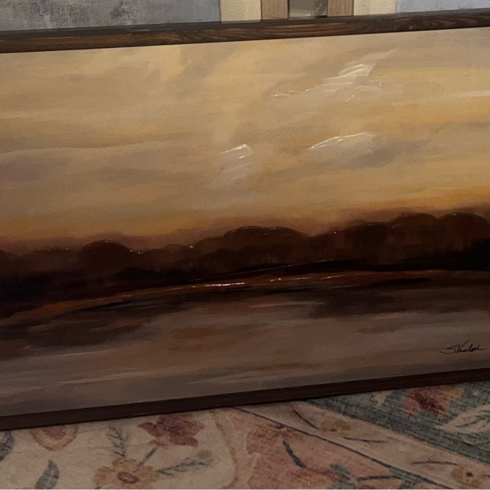 Kirklands Serene Abstract Landscape in Brown and Cream
